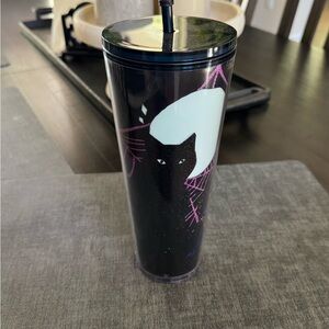 New Starbucks 2021 Halloween Glow In Dark Black Cat Tumbler